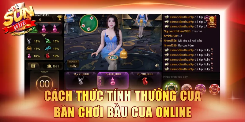 Cách thức tính thưởng của bàn chơi Bầu Cua online