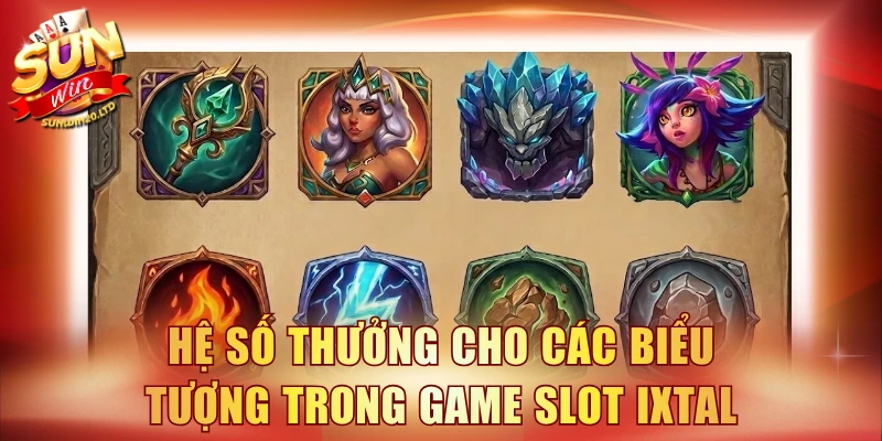Hệ số thưởng cho các biểu tượng trong game slot Ixtal