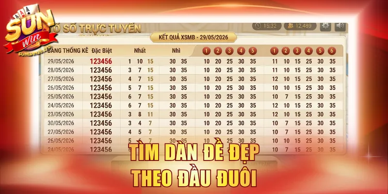 Tìm dàn đề đẹp theo đầu đuôi
